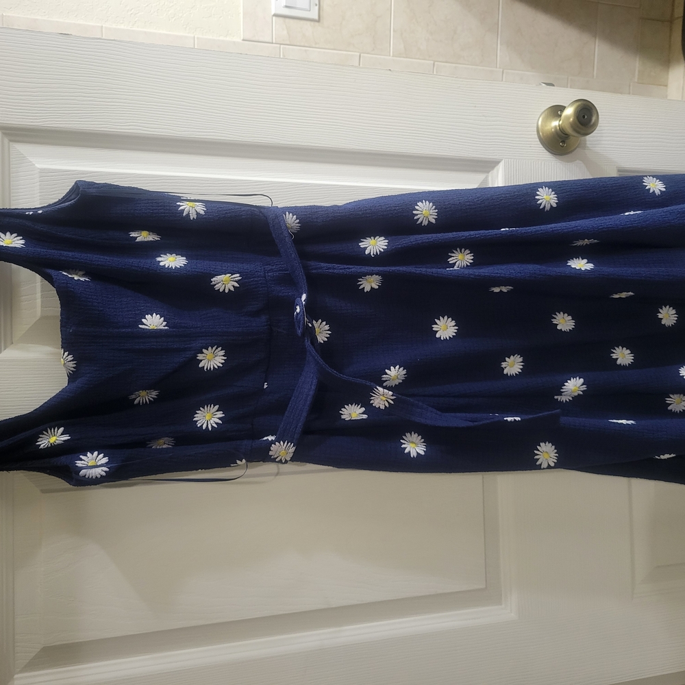 Taylor Midnight Blue Dress with Floral Design